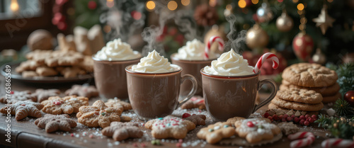 Festive holiday gathering cozy kitchen food photography warm atmosphere close-up christmas treats and drinks