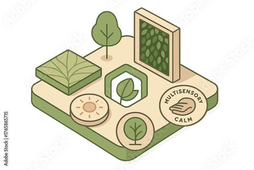 Multisensory design elements with nature-inspired icons for calm environments