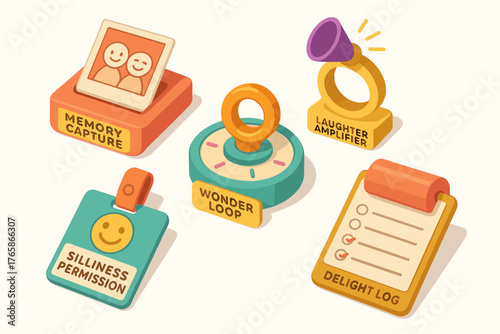 Colorful collection of fun and creative objects with whimsical designs