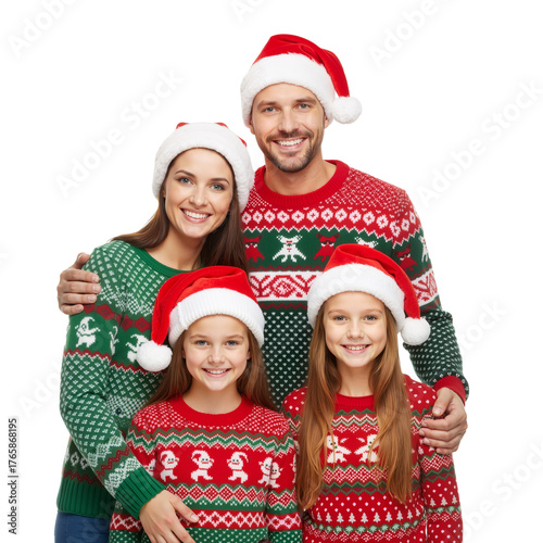 Family in Matching Holiday Sweaters – Joyful, United Celebration of Generational Love and Cheer

