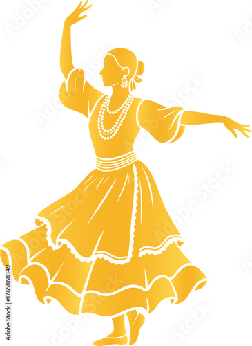 Folk Dance Golden Vector — Graceful Cultural Silhouette Design