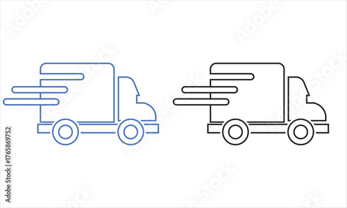 Fast moving shipping delivery truck icon. isolated on white background.  Vector illustration 