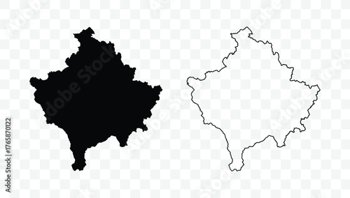 Kosovo country map silhouette and outline vector illustration on transparent background