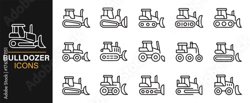 Outline heavy vehicle icons representing construction and roadwork machines.