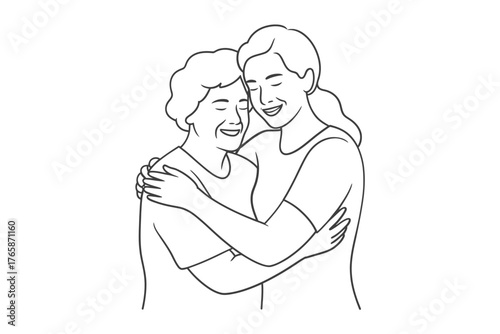 Generational embrace a tender moment between mother and daughter