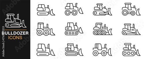 Construction machine vector set with crawler, grader, and excavator.