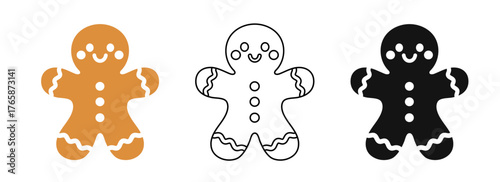 Christmas gingerbread man vector — festive cookie character set for cards, invitations, and winter decorations.