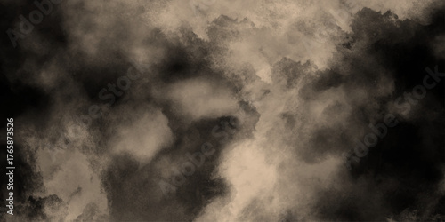 Watercolor background of coffee bombs or dust particles,Yellow fog and mist effect on black background. Pastel pink watercolor background, cloudy stains used as wallpaper, cover, presentation design .