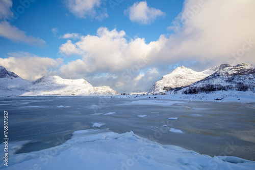 Sunny Day over a Winter Fjord