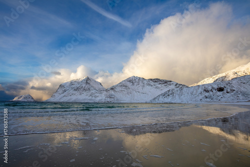 Sunny Clouds over a Winter Fjord