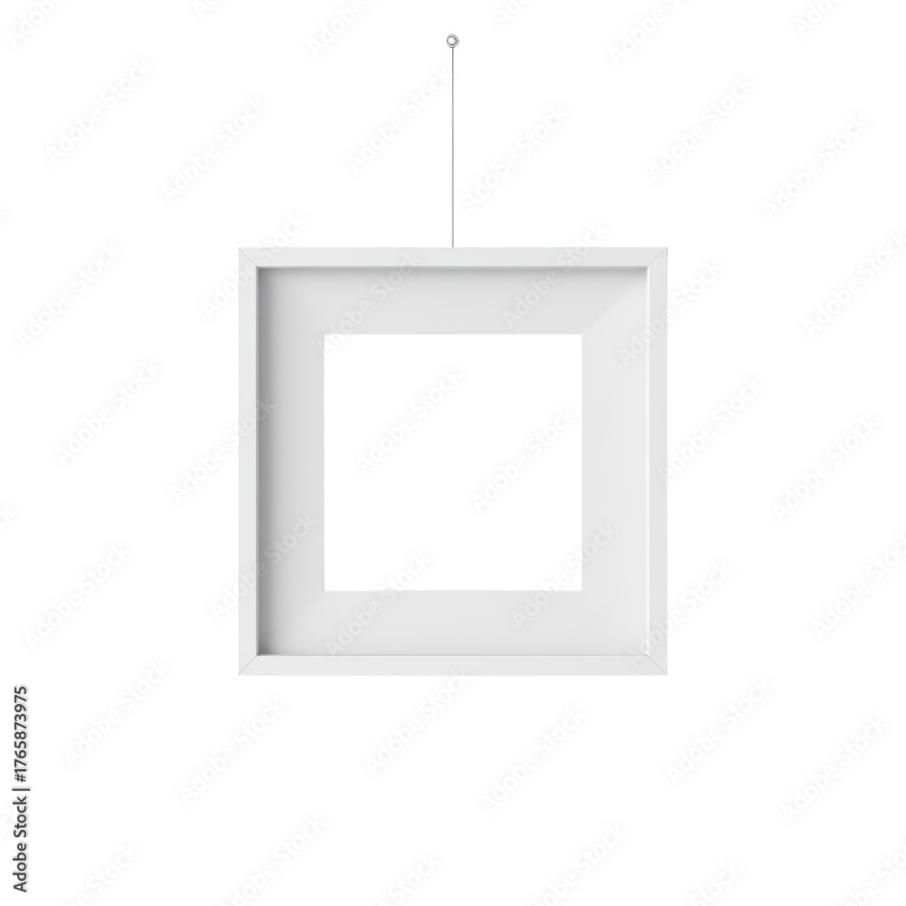 Fototapeta premium Minimalist white picture frame suspended against a serene, stark backdrop for artistic displays
