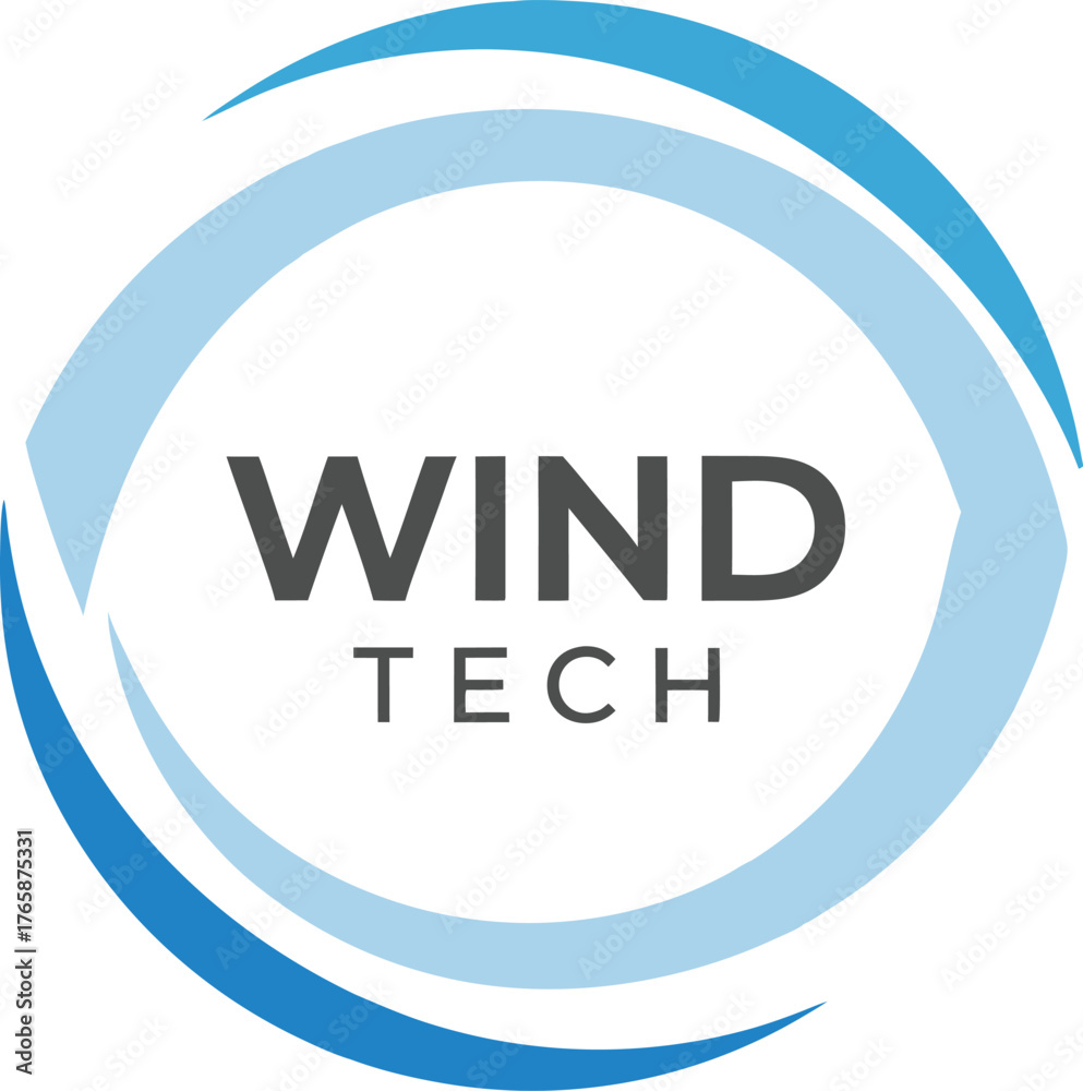 Modern Blue Circle Wind Tech Logo Design for Renewable Energy Company Modern Blue Circle Wind Tech Logo Design for Renewable Energy Company