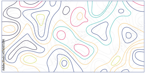Topographic map background concept. Vector abstract illustration. Geography concept. The stylized height of the topographic map contour in colorful lines.