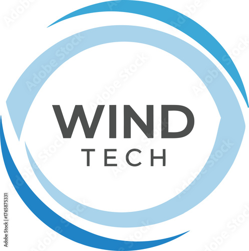 Modern Blue Circle Wind Tech Logo Design for Renewable Energy Company