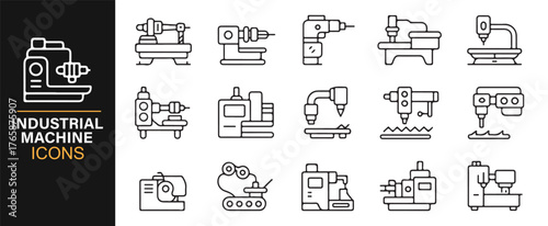 Minimalist industrial equipment icons for mechanical process visuals.