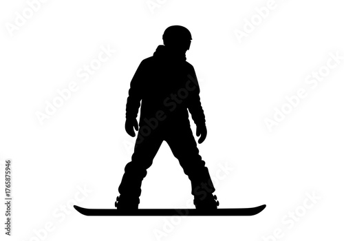 Snowboarder vector silhouette on a white background representing winter sports and extreme recreation activity
