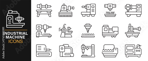 Engineering and machinery linear vector set for manufacturing design.