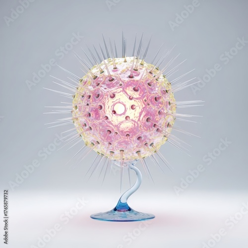 Delicate pink and white floral arrangement with a unique twisted blue glass stem and base