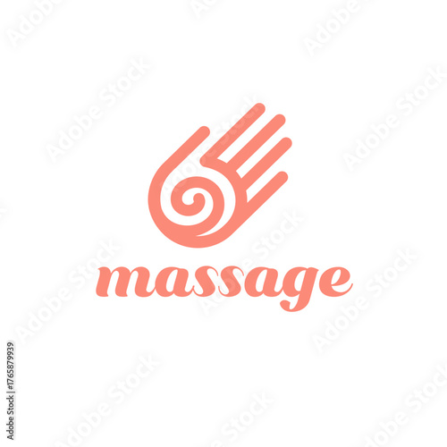 Vector logo design template for massage salon. Hand icon.	