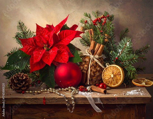 christmas still life with christmas decoration