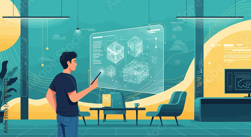 Innovative engineering solutions presented in a modern office environment using advanced technology