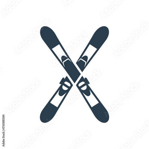 Skis Icon on White Background Vector Art Illustration on white background.