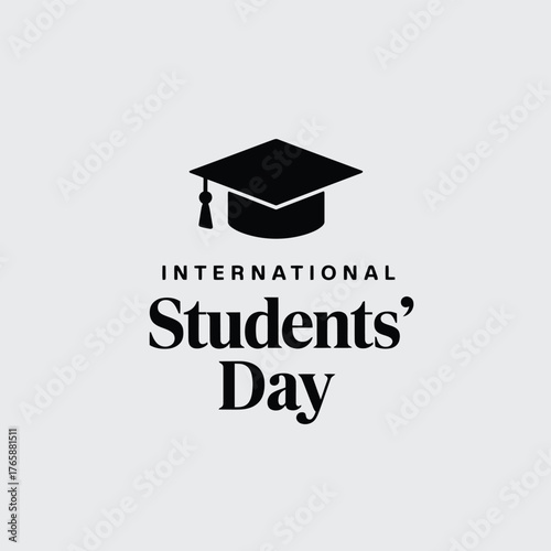 Vector art of international students day celebration with graduation cap graphic and text