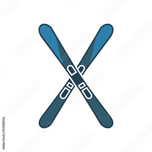 Skis Icon on White Background Vector Art Illustration on white background.