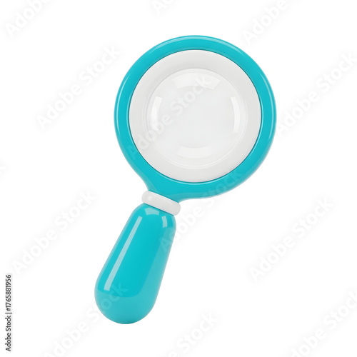 Shiny Blue Magnifying Glass with Transparent Background