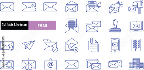 Email Communication Icons Messages, Correspondence, and Delivery