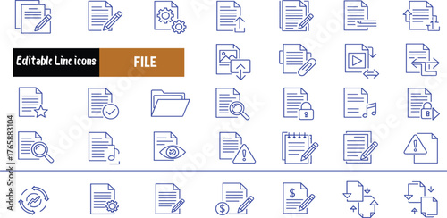 Set of File Management Icons - Vector Document Symbols for Web and Print Design Projects