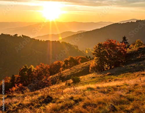 sunset over the mountains