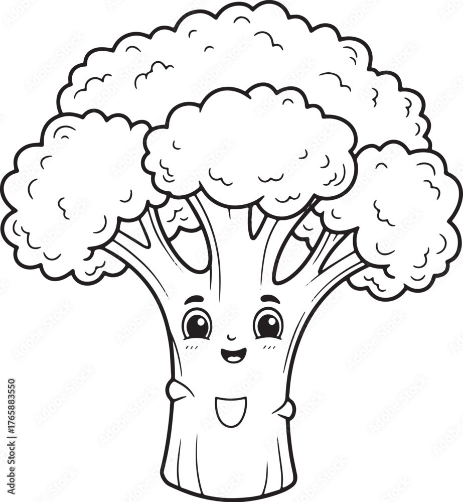 Fototapeta premium Charming Broccoli Character Illustration with Playful Design for