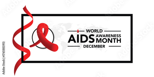 Aids awareness month is observed every year in December, This day brings attention to the growing number of people living long and full lives with HIV and to their health and social needs. Vector art