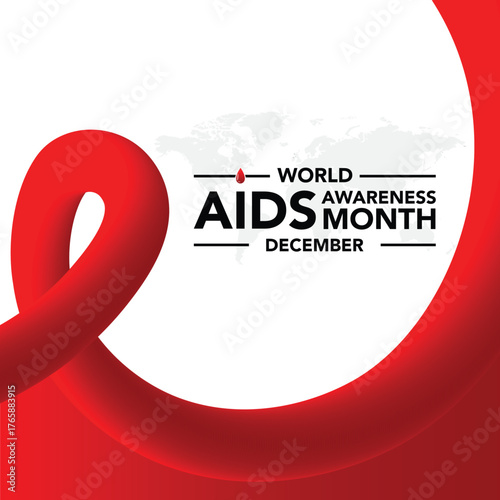 Aids awareness month is observed every year in December, This day brings attention to the growing number of people living long and full lives with HIV and to their health and social needs. Vector art