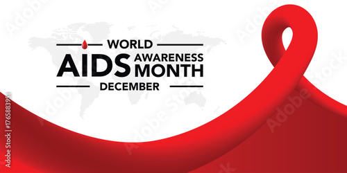 Aids awareness month is observed every year in December, This day brings attention to the growing number of people living long and full lives with HIV and to their health and social needs. Vector art