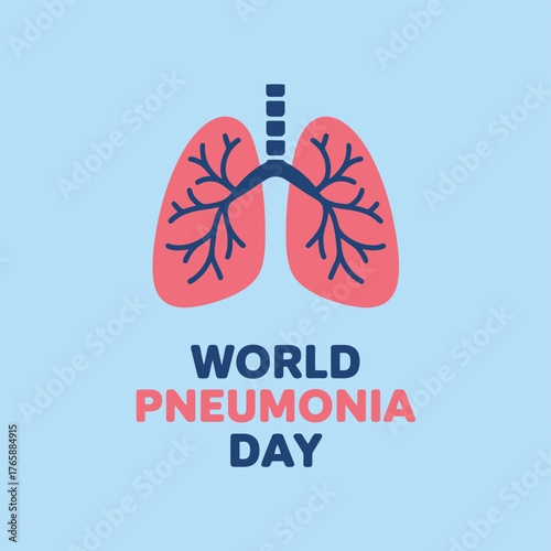 Vector art of simple graphic representation of lungs for world pneumonia day, highlighting the critical need for awareness and action against this preventable disease