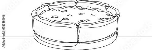 Continuous line drawing of a flavorful chicago style deep dish p