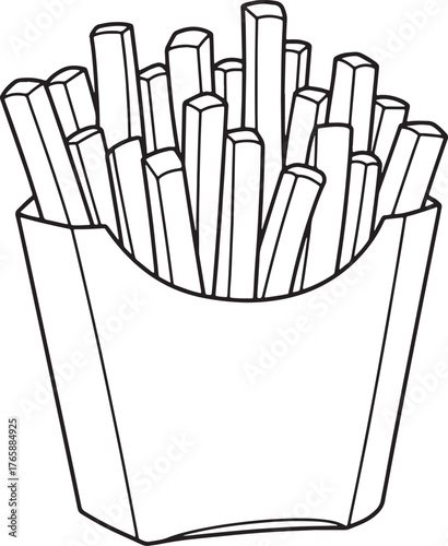 Minimalist line art depicting portion of crispy golden french fr