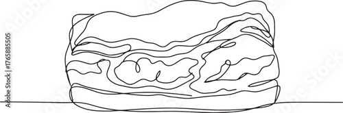 Abstract linear drawing of delicious pork belly, culinary delica
