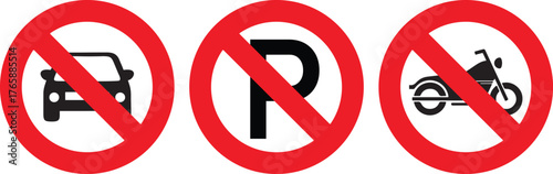 No parking sign vector sets_ no card parking, no bike parking