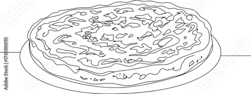 Minimalist outline drawing displaying a Sri Lankan kottu roti di