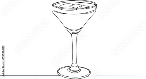 Elegant minimalist line art illustration of a classic pisco sour