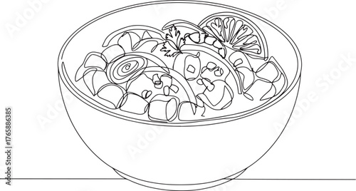 Minimalist line art illustration of a vibrant and refreshing bow