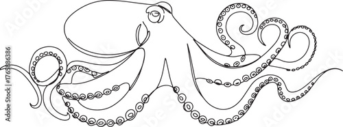 Elegant single line drawing of a magnificent octopus perfect for