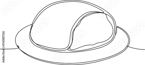 Minimalist line art of fufu on a plate offering a modern visual