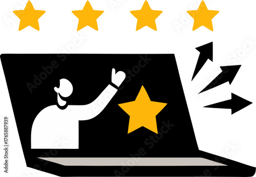 gold star award on black background