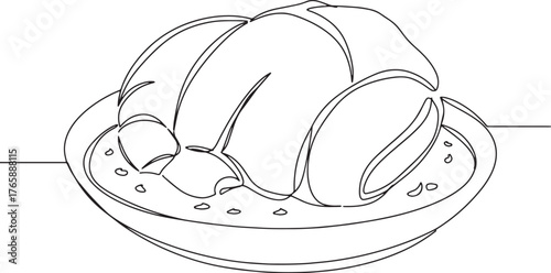 Minimalist line drawing showcasing a serving of traditional Nige