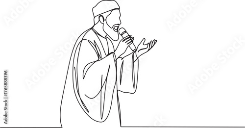 Minimalist line art depicting a spiritual leader sharing wisdom