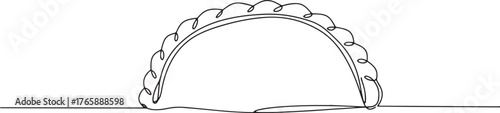 Elegant minimalist line drawing of a delicious empanada food ill